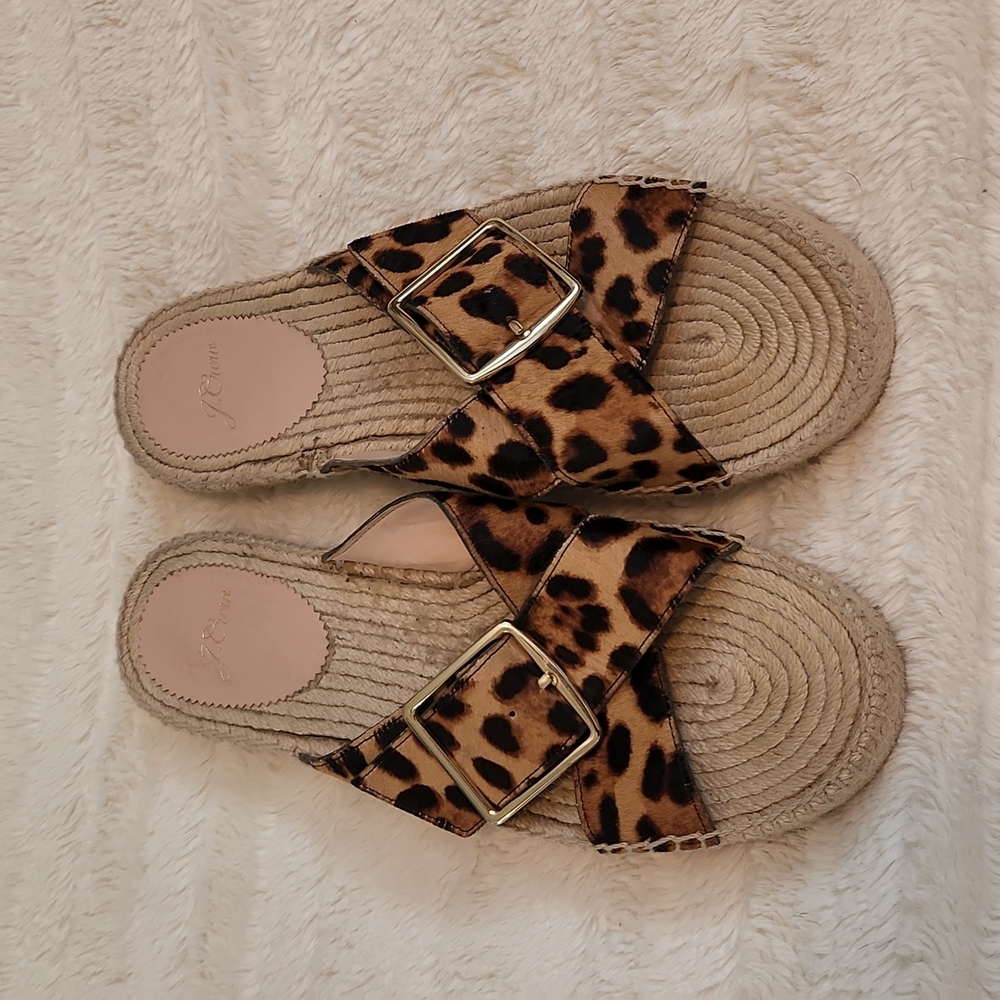 JCREW Leopard 🐆 Criss-Cross Slides Size 10